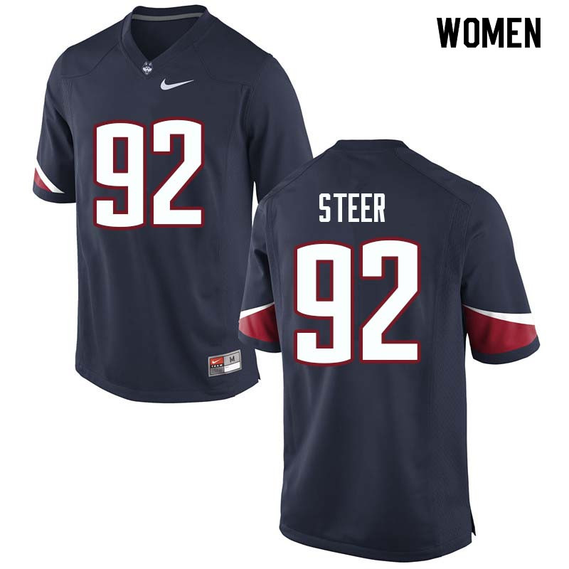 Women #92 Carlton Steer Uconn Huskies College Football Jerseys Sale-Navy